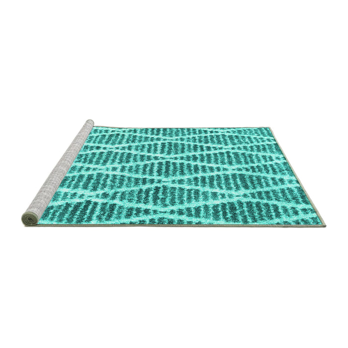 Sideview of Machine Washable Trellis Turquoise Modern Area Rugs, wshcon3056turq
