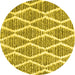 Round Machine Washable Trellis Yellow Modern Rug, wshcon3056yw