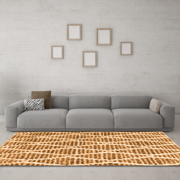 Machine Washable Trellis Orange Modern Area Rugs in a Living Room, wshcon3056org
