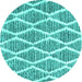 Round Machine Washable Trellis Turquoise Modern Area Rugs, wshcon3056turq