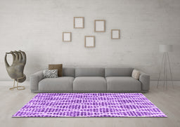 Machine Washable Trellis Purple Modern Area Rugs in a Living Room, wshcon3056pur
