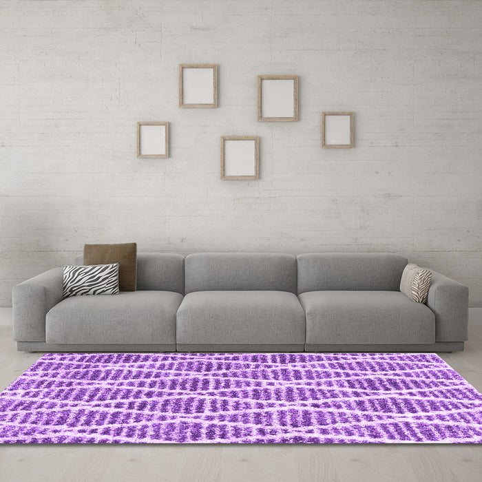 Machine Washable Trellis Purple Modern Area Rugs in a Living Room, wshcon3056pur