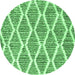Round Machine Washable Trellis Emerald Green Modern Area Rugs, wshcon3056emgrn