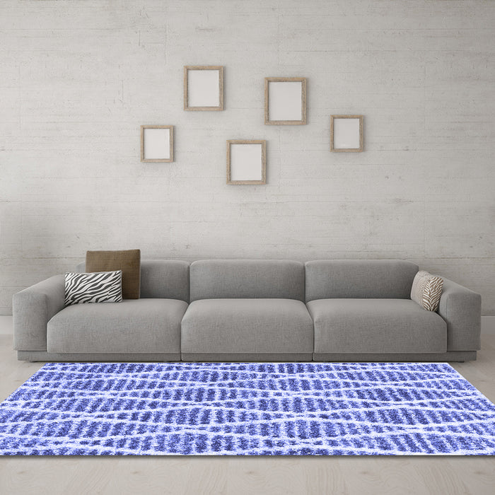 Machine Washable Trellis Blue Modern Rug in a Living Room, wshcon3056blu