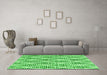 Machine Washable Trellis Green Modern Area Rugs in a Living Room,, wshcon3056grn