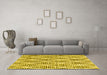 Machine Washable Trellis Yellow Modern Rug in a Living Room, wshcon3056yw