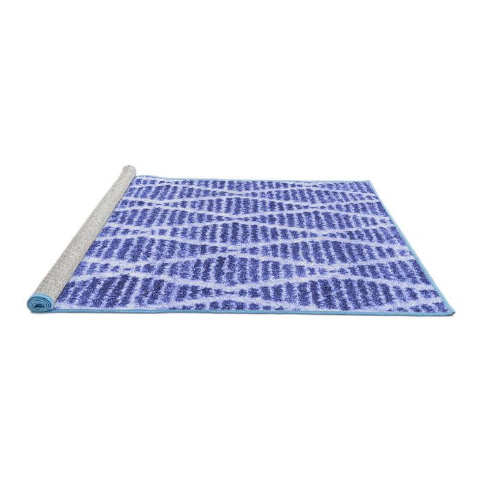 Sideview of Machine Washable Trellis Blue Modern Rug, wshcon3056blu
