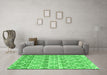 Machine Washable Trellis Green Modern Area Rugs in a Living Room,, wshcon3057grn