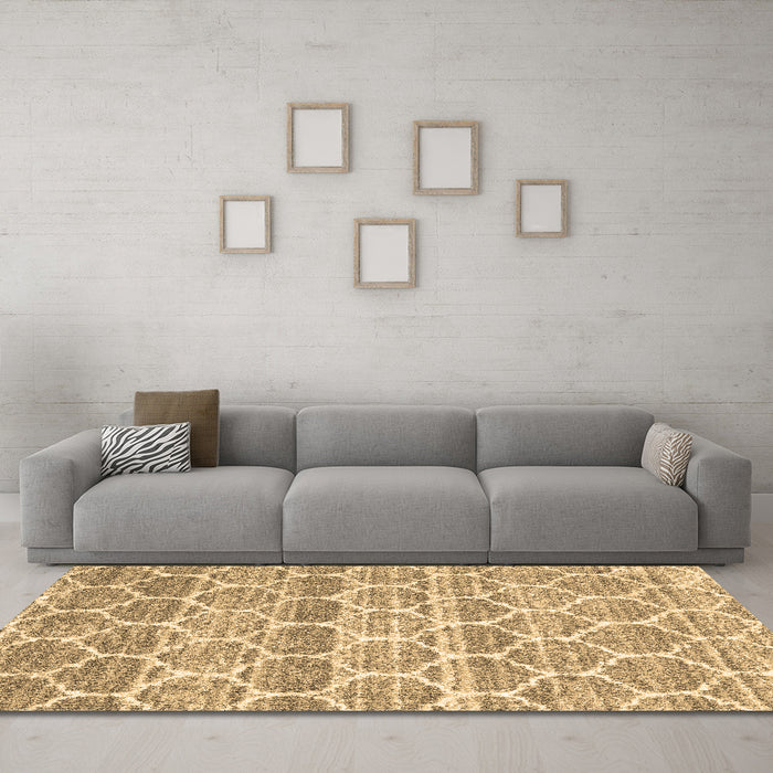 Machine Washable Trellis Brown Modern Rug in a Living Room,, wshcon3057brn