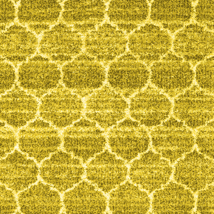 Machine Washable Trellis Yellow Modern Rug, wshcon3057yw
