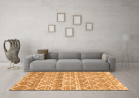 Machine Washable Trellis Orange Modern Rug, wshcon3057org