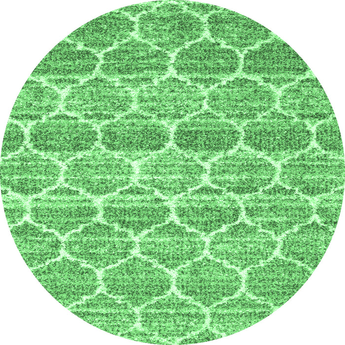 Round Machine Washable Trellis Emerald Green Modern Area Rugs, wshcon3057emgrn