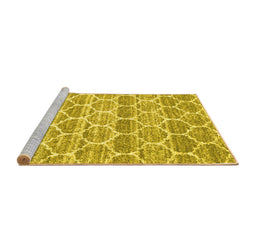 Sideview of Machine Washable Trellis Yellow Modern Rug, wshcon3057yw