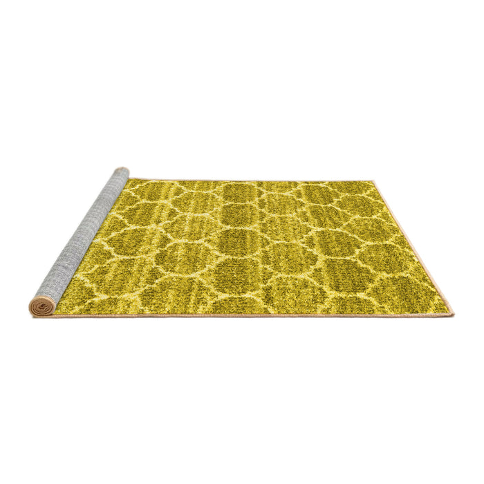 Sideview of Machine Washable Trellis Yellow Modern Rug, wshcon3057yw