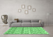 Machine Washable Trellis Emerald Green Modern Area Rugs in a Living Room,, wshcon3057emgrn