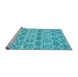 Sideview of Machine Washable Trellis Light Blue Modern Rug, wshcon3057lblu
