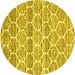 Round Trellis Yellow Modern Rug, con3057yw