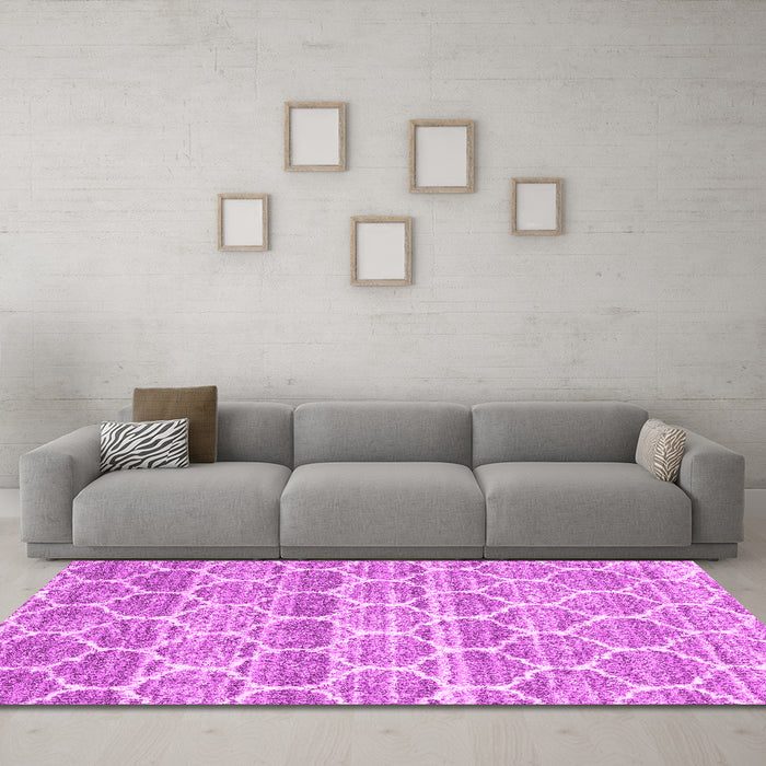 Machine Washable Trellis Pink Modern Rug in a Living Room, wshcon3057pnk