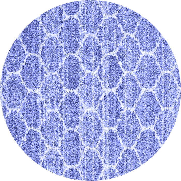 Round Machine Washable Trellis Blue Modern Rug, wshcon3057blu