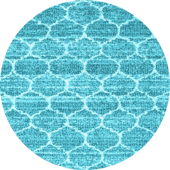 Round Machine Washable Trellis Light Blue Modern Rug, wshcon3057lblu