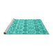 Sideview of Machine Washable Trellis Turquoise Modern Area Rugs, wshcon3057turq