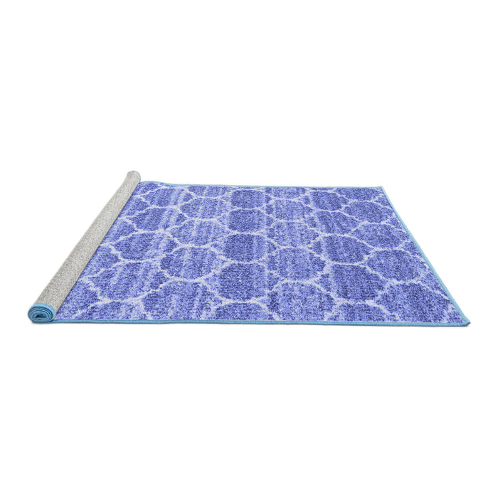 Sideview of Machine Washable Trellis Blue Modern Rug, wshcon3057blu