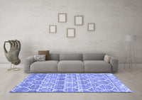 Machine Washable Trellis Blue Modern Rug, wshcon3057blu