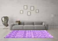 Machine Washable Trellis Purple Modern Rug, wshcon3057pur