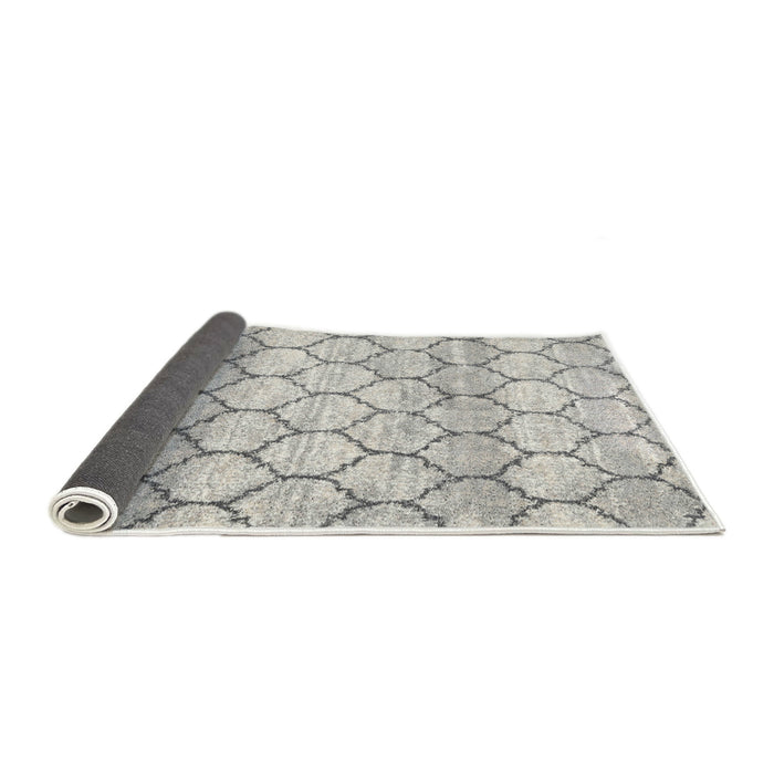 Thickness of Contemporary Dark Gray Trellis Rug, con3058