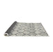 Thickness of Contemporary Dark Gray Trellis Rug, con3058