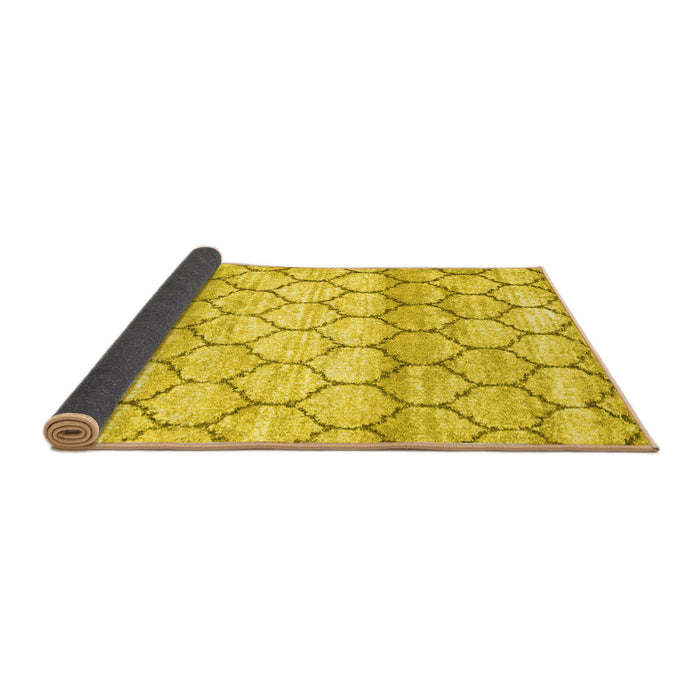 Sideview of Trellis Yellow Modern Rug, con3058yw