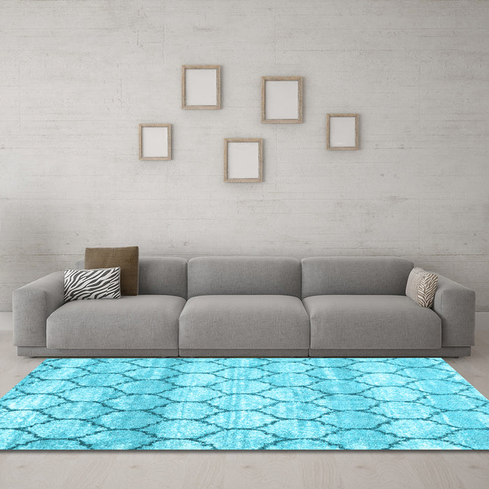 Trellis Light Blue Modern Rug in a Living Room, wshcon3058lblu