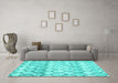 Trellis Turquoise Modern Area Rugs in a Living Room,, wshcon3058turq