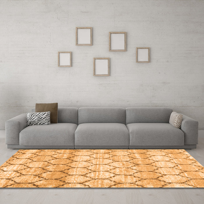 Trellis Orange Modern Area Rugs in a Living Room, wshcon3058org