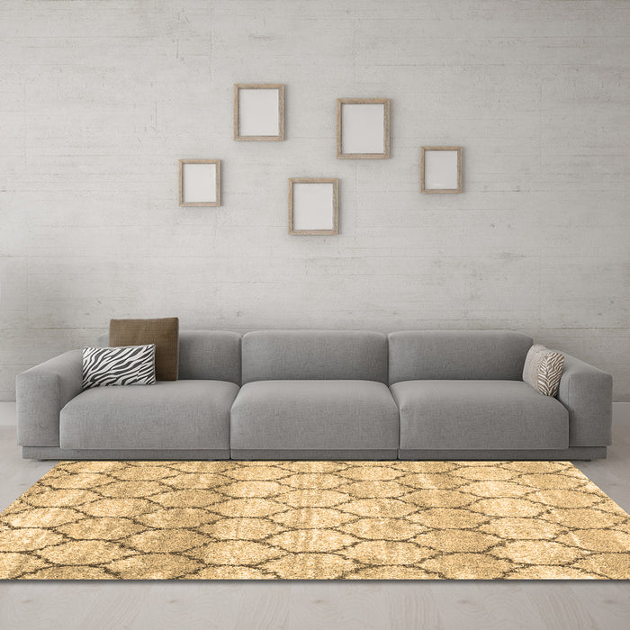 Trellis Brown Modern Rug in a Living Room,, wshcon3058brn