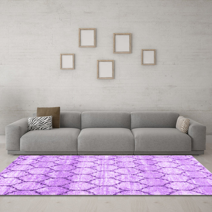 Trellis Purple Modern Area Rugs in a Living Room, wshcon3058pur
