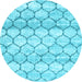 Round Trellis Light Blue Modern Rug, wshcon3058lblu