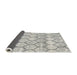 Thickness of Contemporary Dark White Beige Trellis Rug, con3059