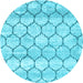 Round Trellis Light Blue Modern Rug, con3059lblu