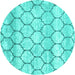 Round Trellis Turquoise Modern Rug, con3059turq