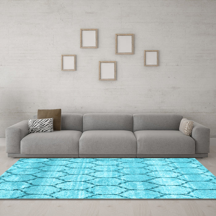 Trellis Light Blue Modern Rug in a Living Room, wshcon3059lblu