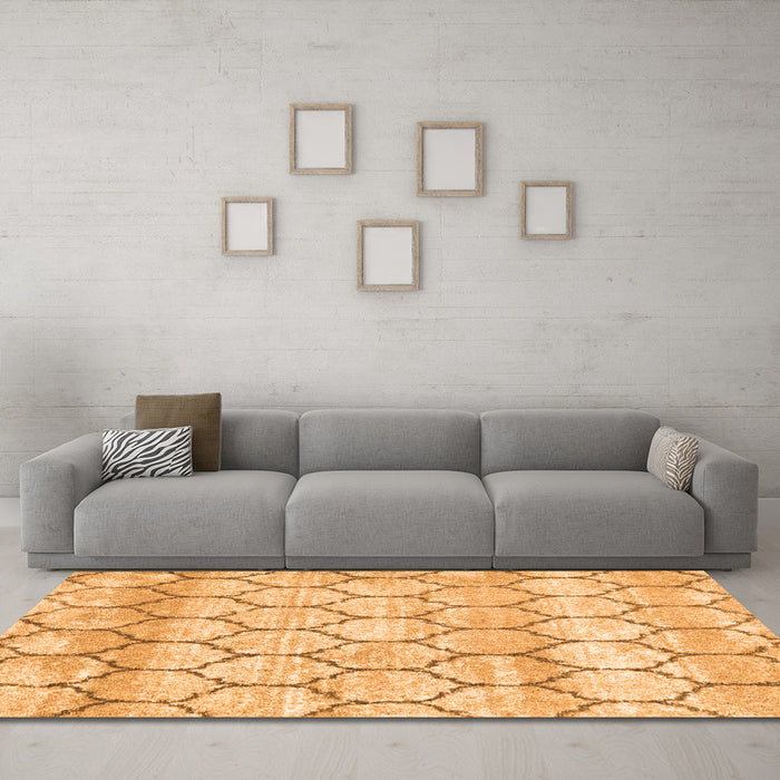 Trellis Orange Modern Area Rugs in a Living Room, wshcon3059org