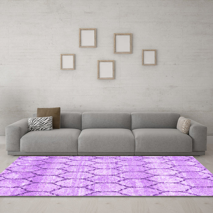 Trellis Purple Modern Area Rugs in a Living Room, wshcon3059pur