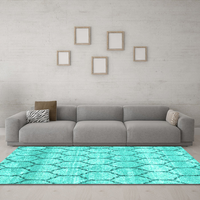 Trellis Turquoise Modern Area Rugs in a Living Room,, wshcon3059turq