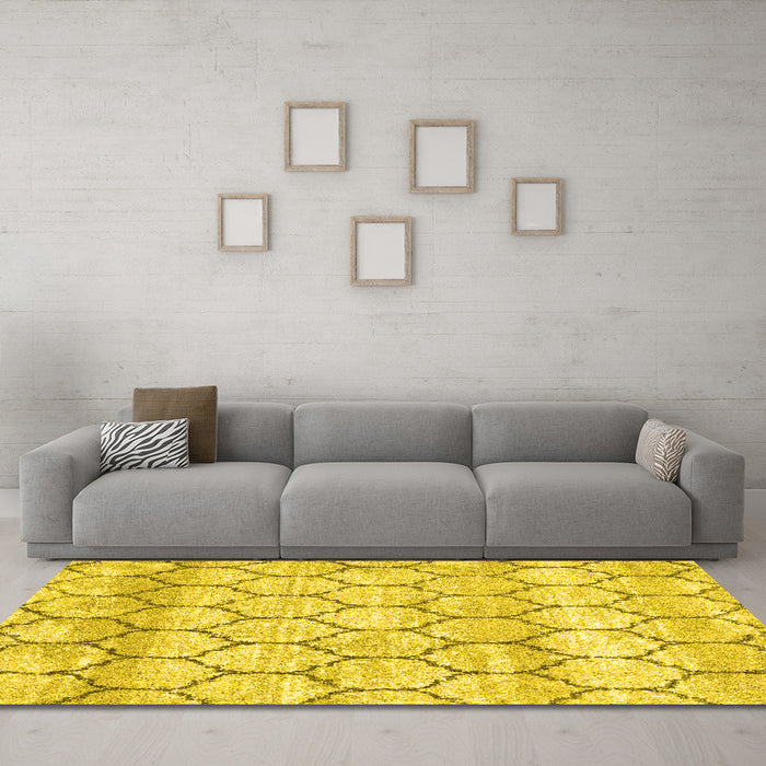 Trellis Yellow Modern Rug in a Living Room, wshcon3059yw