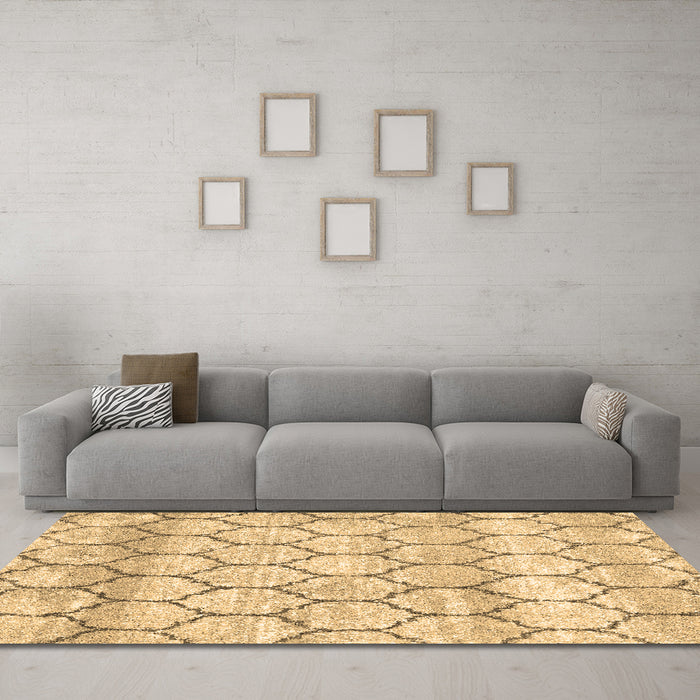 Trellis Brown Modern Rug in a Living Room,, wshcon3059brn