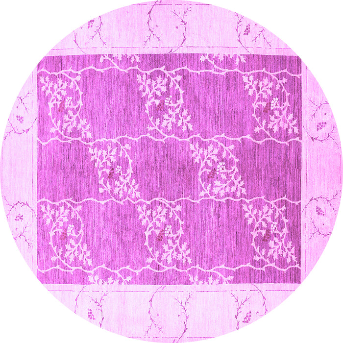 Round Machine Washable Abstract Purple Contemporary Area Rugs, wshcon305pur