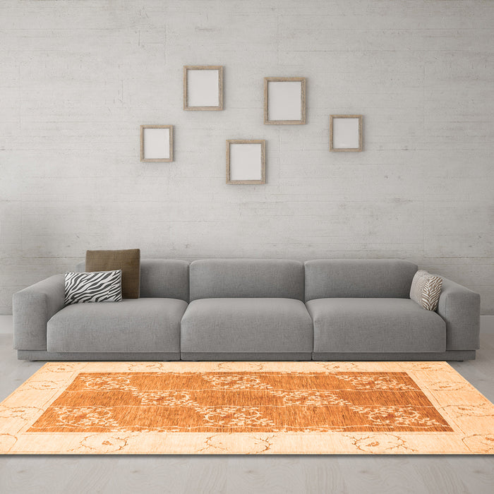 Machine Washable Abstract Orange Contemporary Area Rugs in a Living Room, wshcon305org