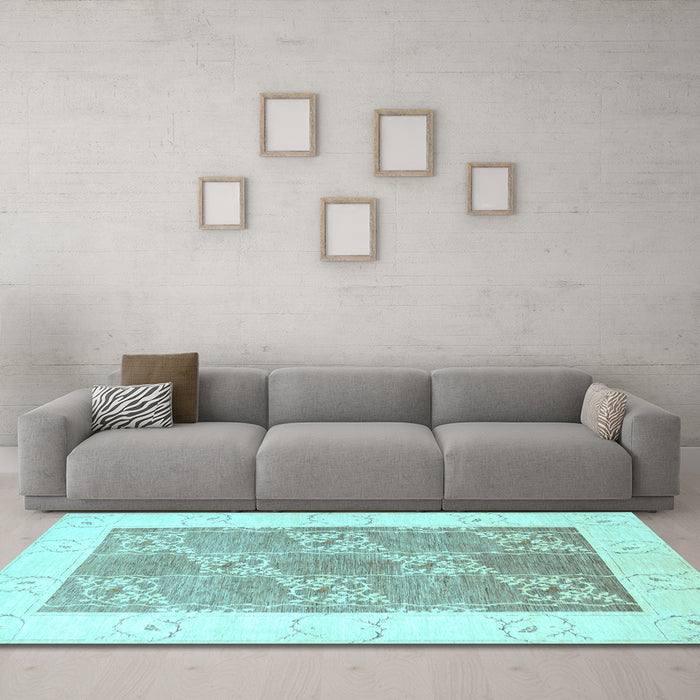 Machine Washable Abstract Light Blue Contemporary Rug in a Living Room, wshcon305lblu