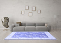 Machine Washable Abstract Blue Contemporary Rug, wshcon305blu